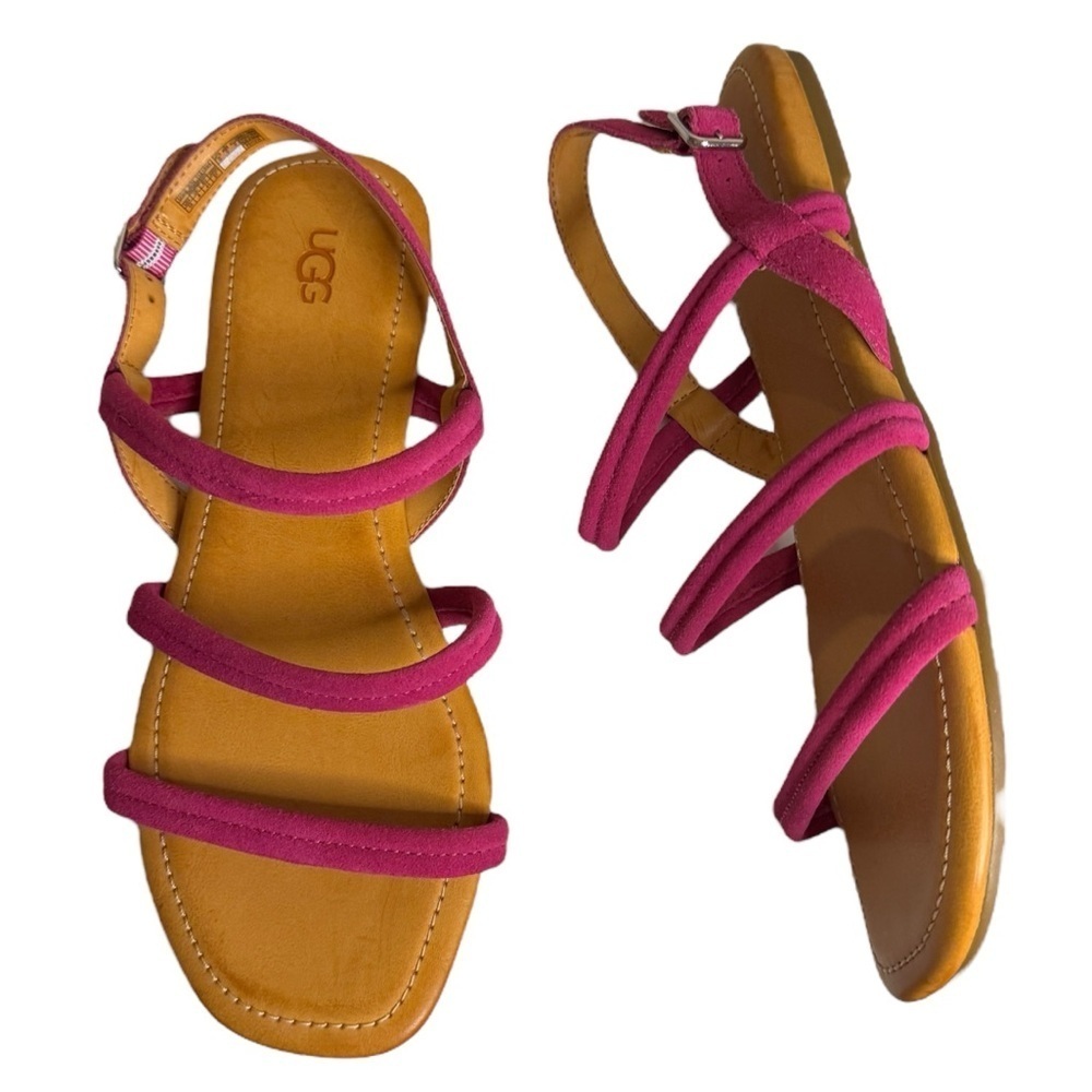 UGG Fuchsia and Tan Strappy Sandals